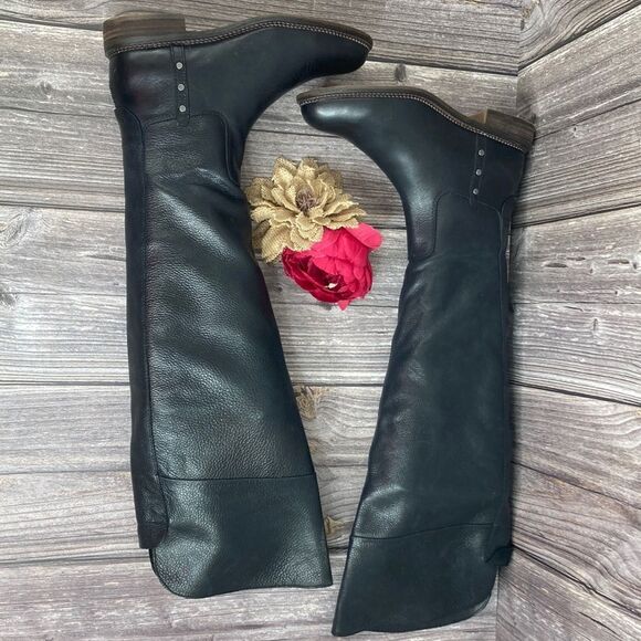 FRANCO SARTO Haleen Wide Calf Black LeatherOver-the-Knee Boots 8M-WC